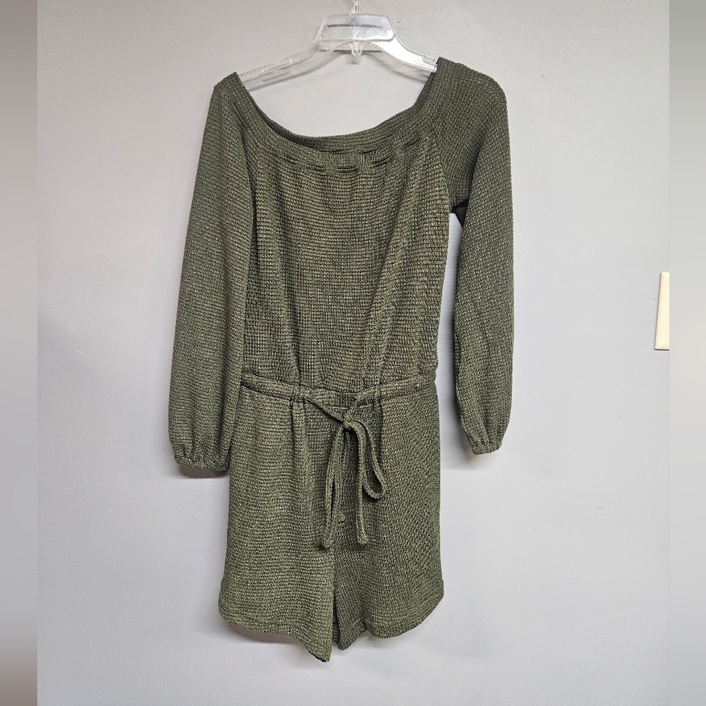 Women's Small Knit Jumpsuit Long Sleeve Shirts Green